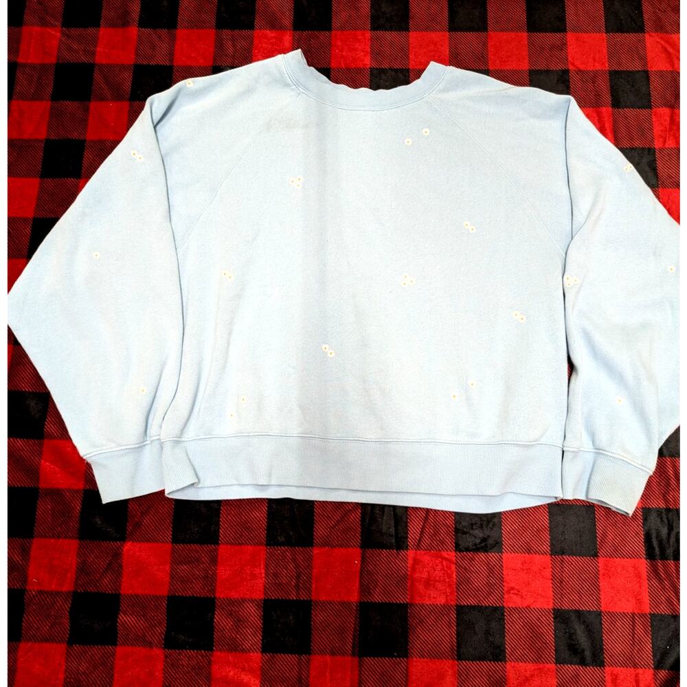 Old Navy SoComfy Blue Daisy Embroidered Sweatshirt M